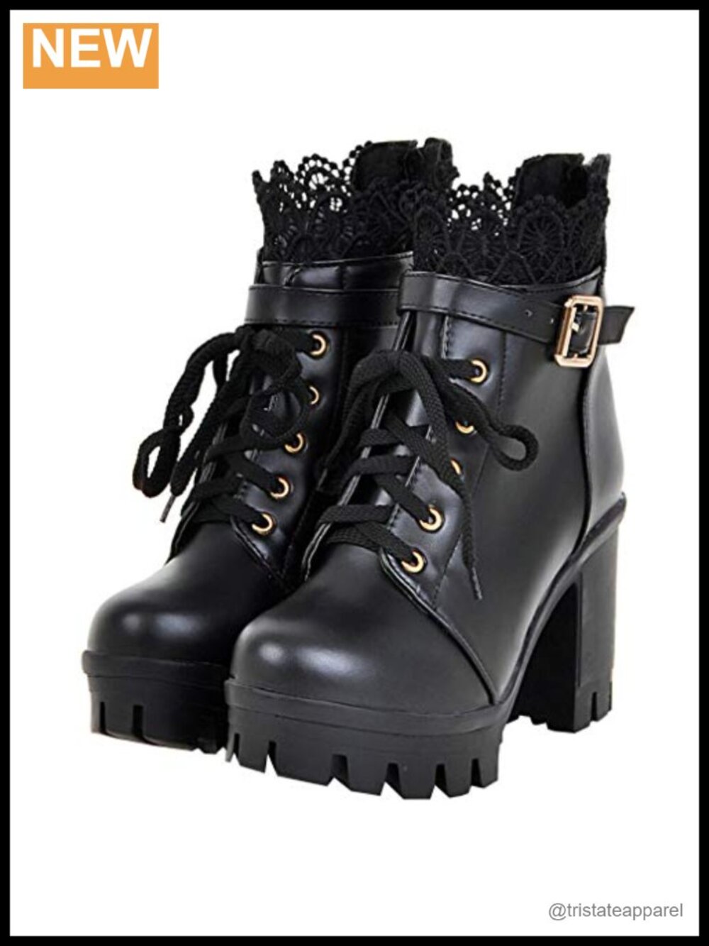 Lace Up Ankle Boots Chunky Platform High Heel Gothic Booties